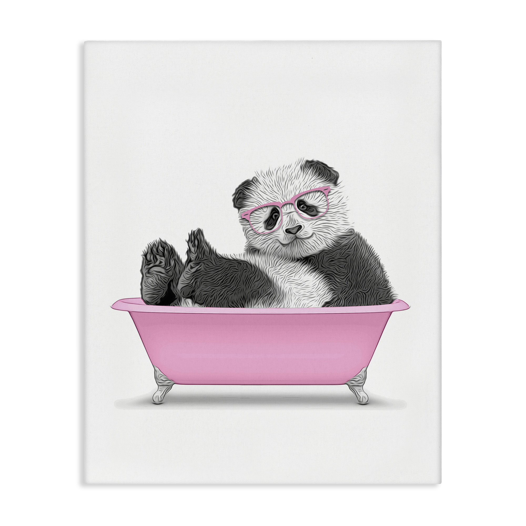 Trinx Pink Hip Panda in Bath Canvas Wall Art by Annalisa Latella bp-868 ...