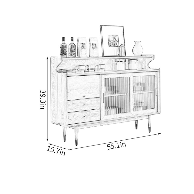 Sideboard, Dark Brown, 39.3" H x 55.1" W x 15.7" D