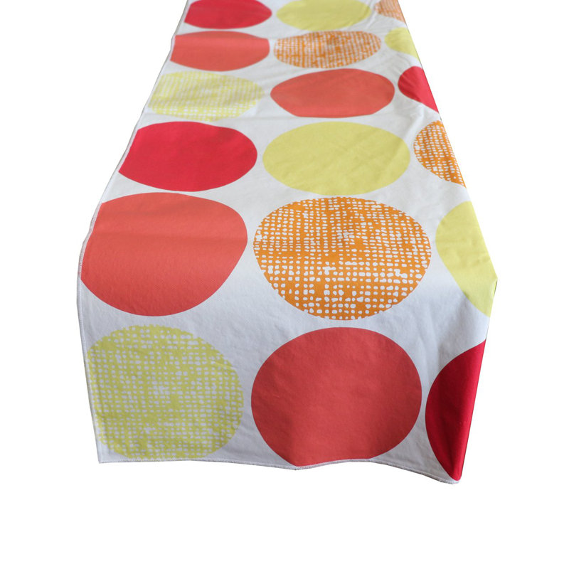 Plastic Circles Table Runner, 60" L x 12" W, Red/Orange