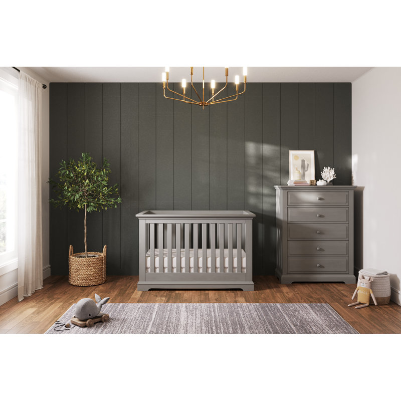Lunar Gray Wooden Nursery Chest with Extra Deep Drawer