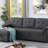 Linen Reversible Sleeper Sectional Sofa With Storage Chaise-752823128-752823133-752823135