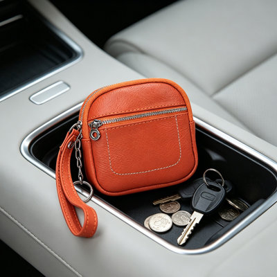 Leather Mini Wallet - Compact Zipper Coin Storage Bag - Portable Card Bag - Key Small Bag - Versatile Personals Money Bag For Both Men And Women