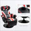 Fauteuil inclinable de jeu, style course avec support lombaire, repose-pieds et amp; Porte-gobelets | Noir / blanc / rouge cramoisi | Structure en acier-341836805