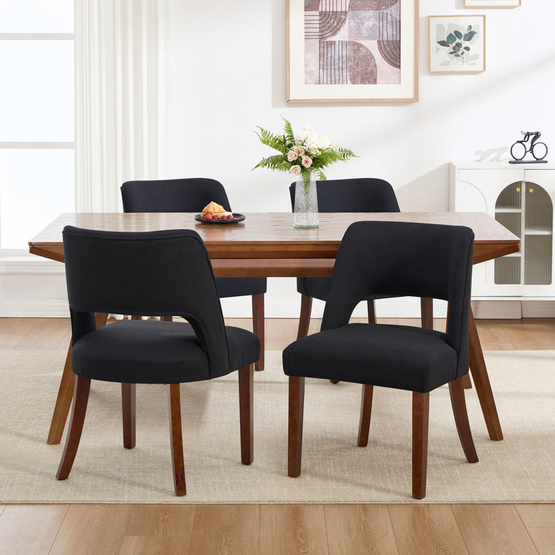Chaise d'appoint rembourrée en bois massif, Noir