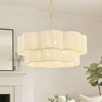 Lustre tambour cylindrique 23,2 po à 6 lumières festonnées