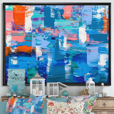 «Cubist Matrix of Blue and Orange», reproduction sur toile flottante