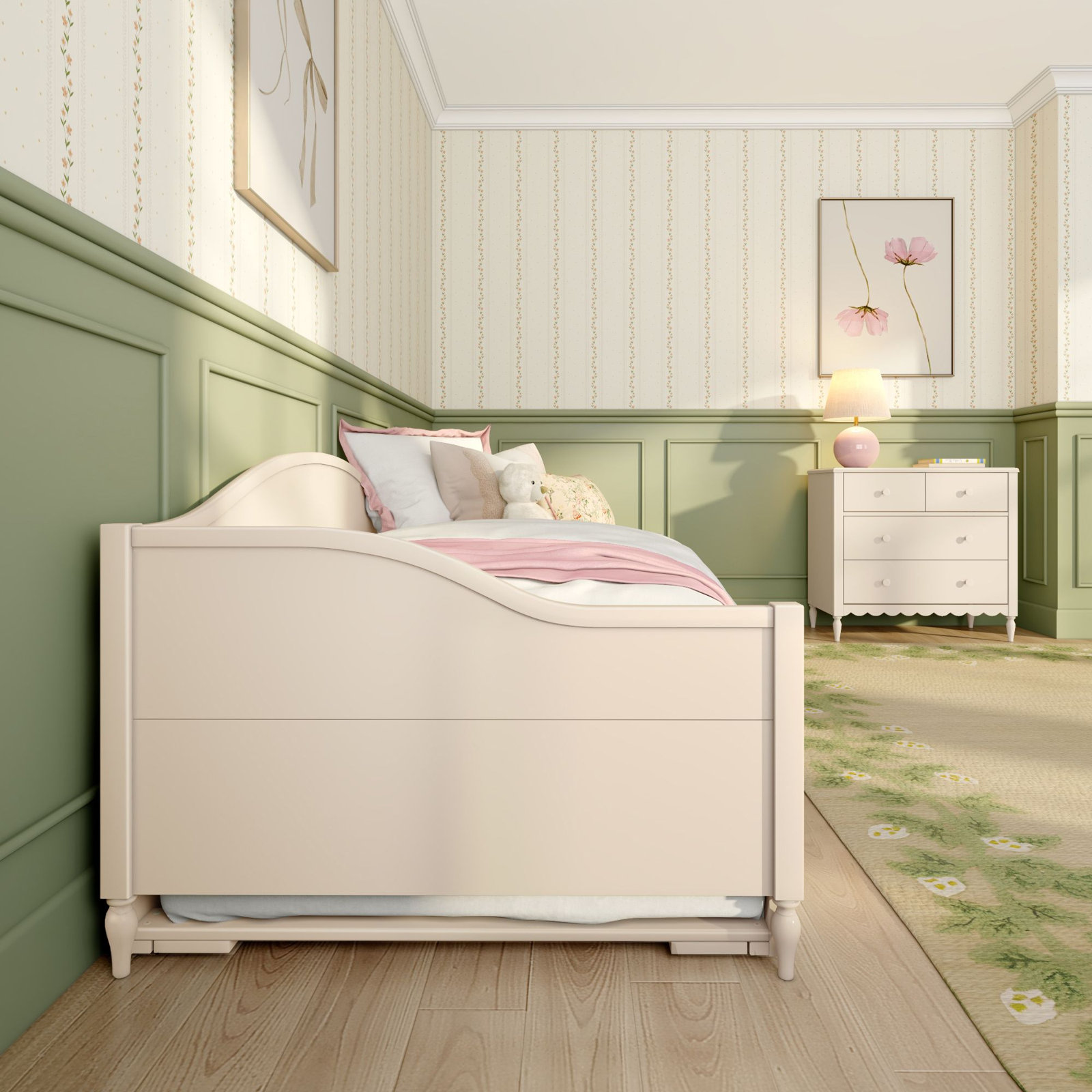 Charlotte Twin Day Bed with Trundle, Linen White