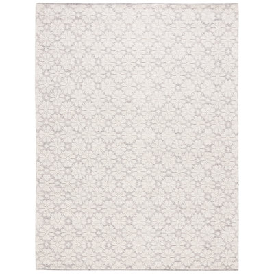 Tapis ivoire / gris en laine tissé à la main Sharene