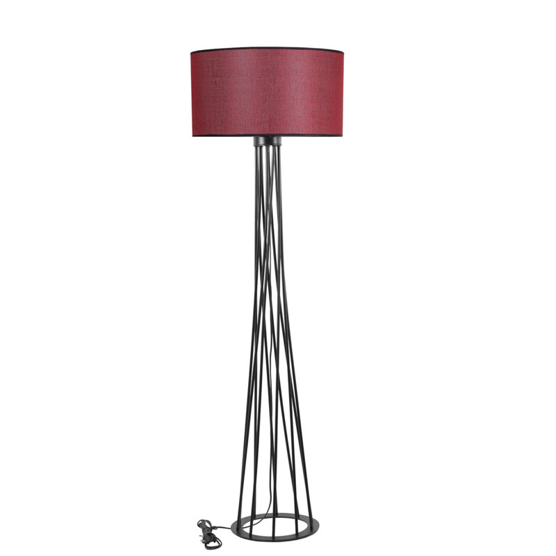 Widger 170cm Schwarz Traditional Floor Lamp, Claret Red