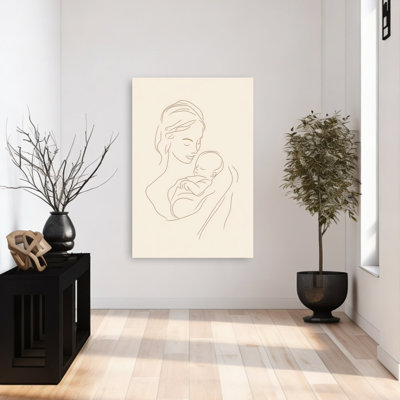 Tender Mother Child Minimalist Peaceful Abstract Wall Art Print by Mathieu - Wrapped Canvas Print