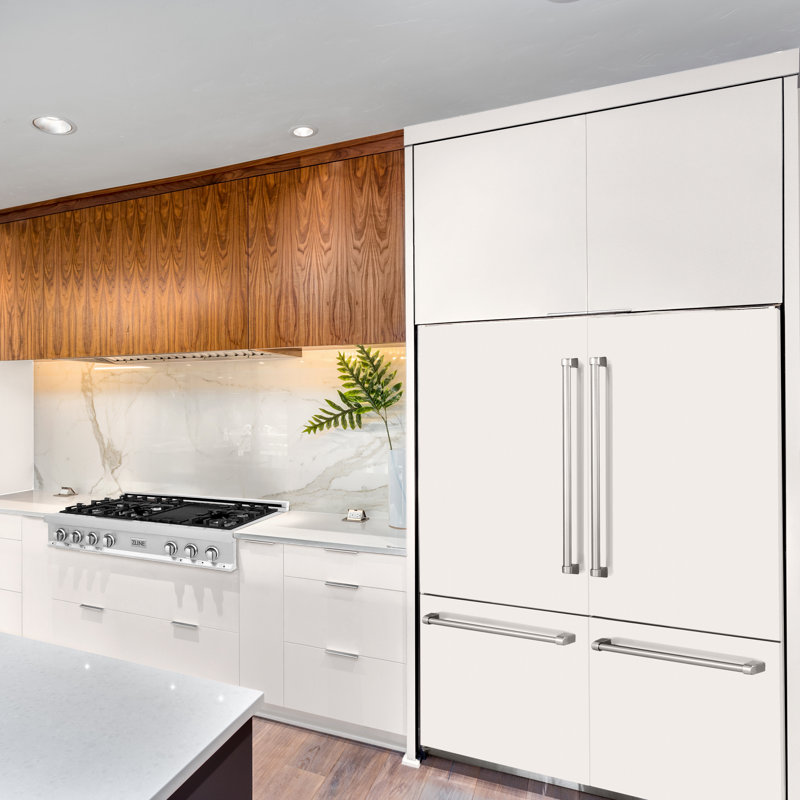 ZLINE 60" Autograph Edition 32.2 cu. ft. Built-in 4-Door French Door Refrigerator, White Matte, Stainless Steel
