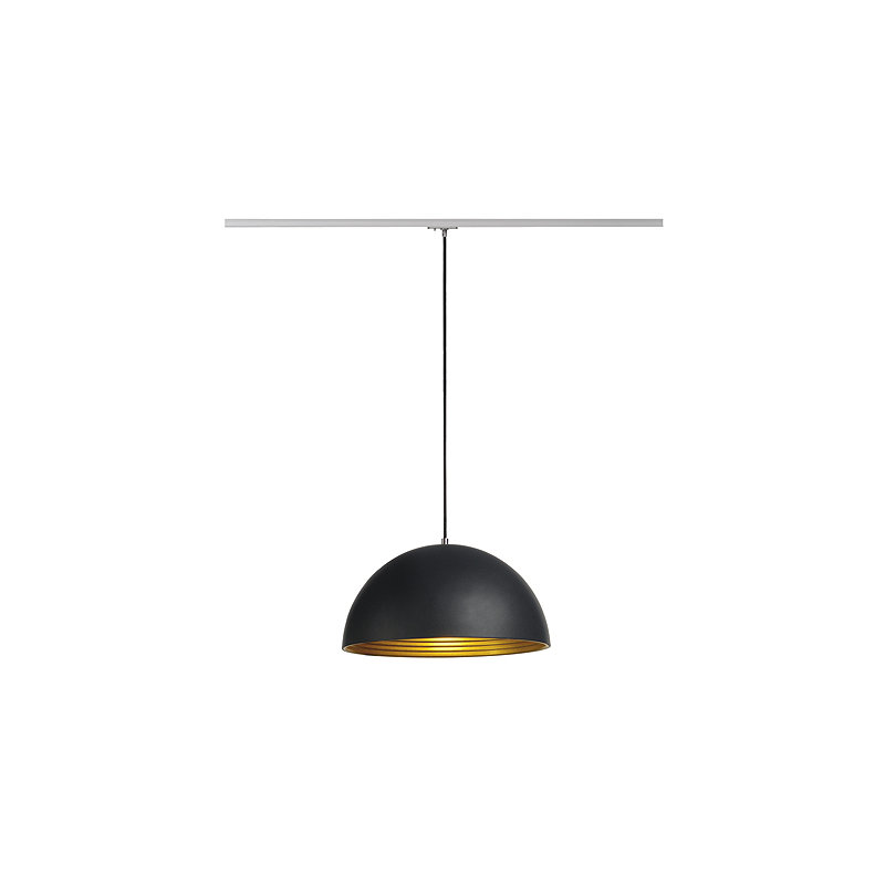 1 - Light Bowl Pendant, Black/Gold