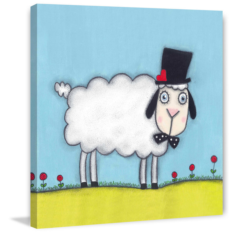 Charming Sheep with Hat Canvas Art for Kids' Nursery