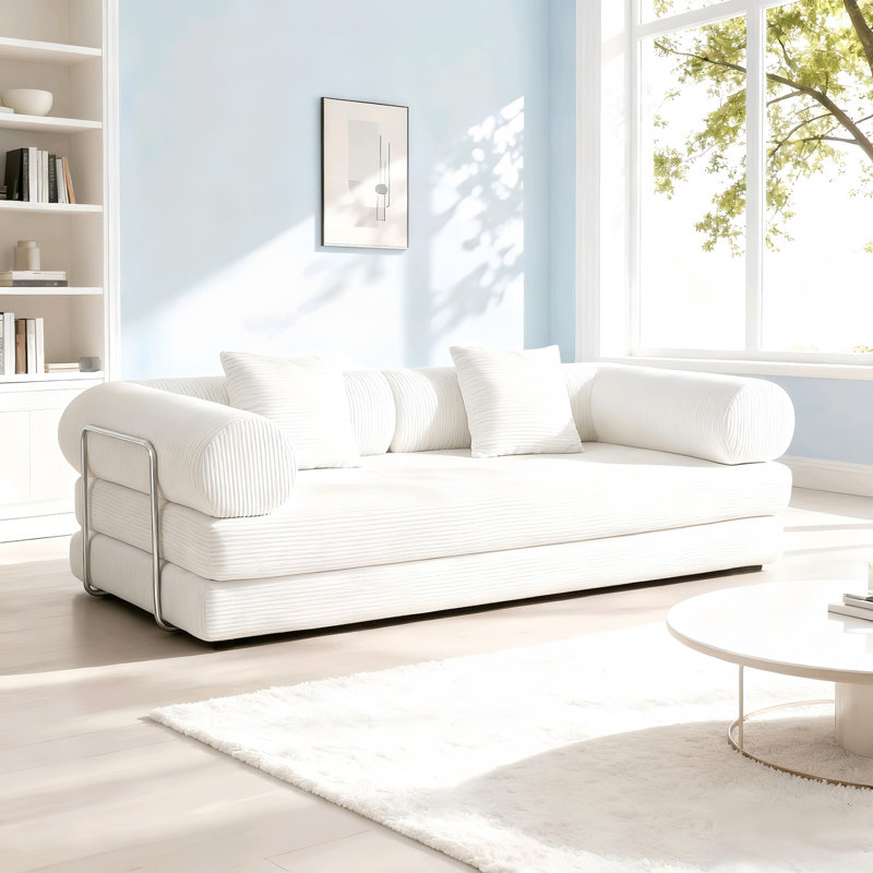 Canapé de couleur crème pour salon, chambre à coucher et chambre compacte, canapé modulaire rembourré