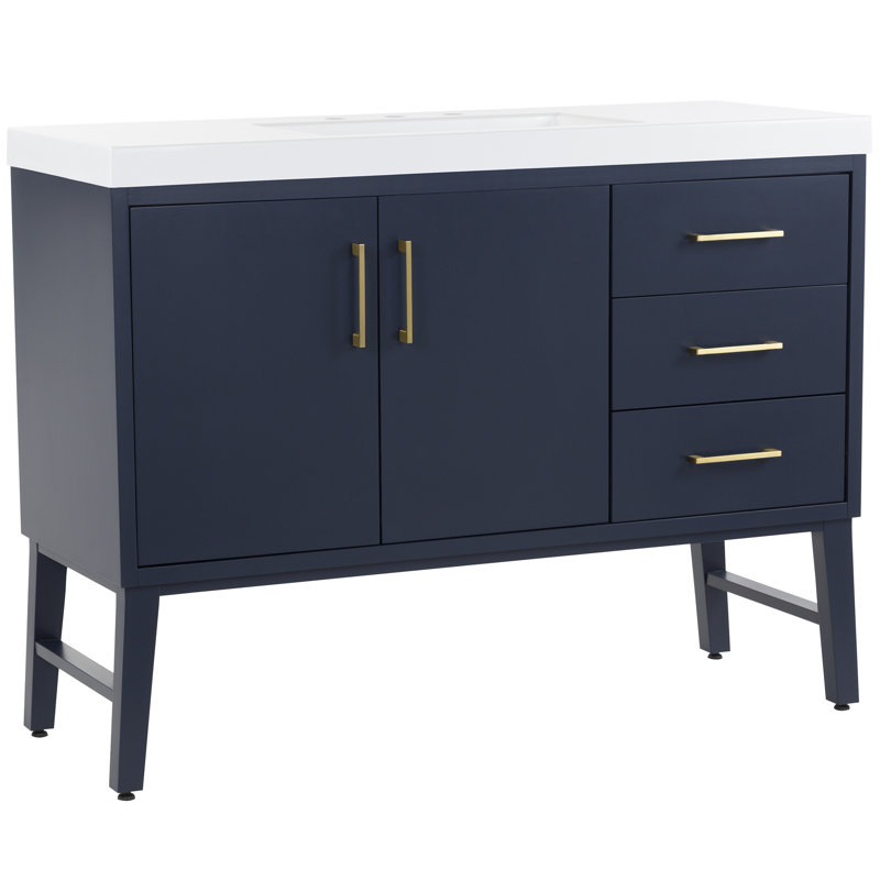 Brandeis 48.50'' Single Bathroom Vanity with Cultured Marble Top, Blue