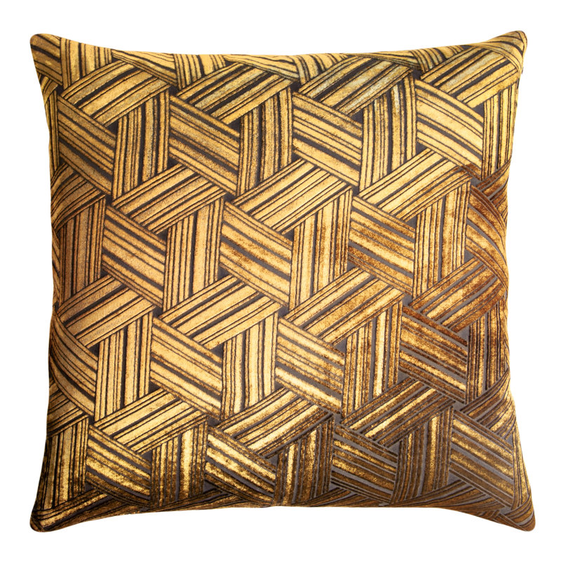 Entwined Square Velvet Pillow Cover & Insert, Copper Ivy, 18" x 18"