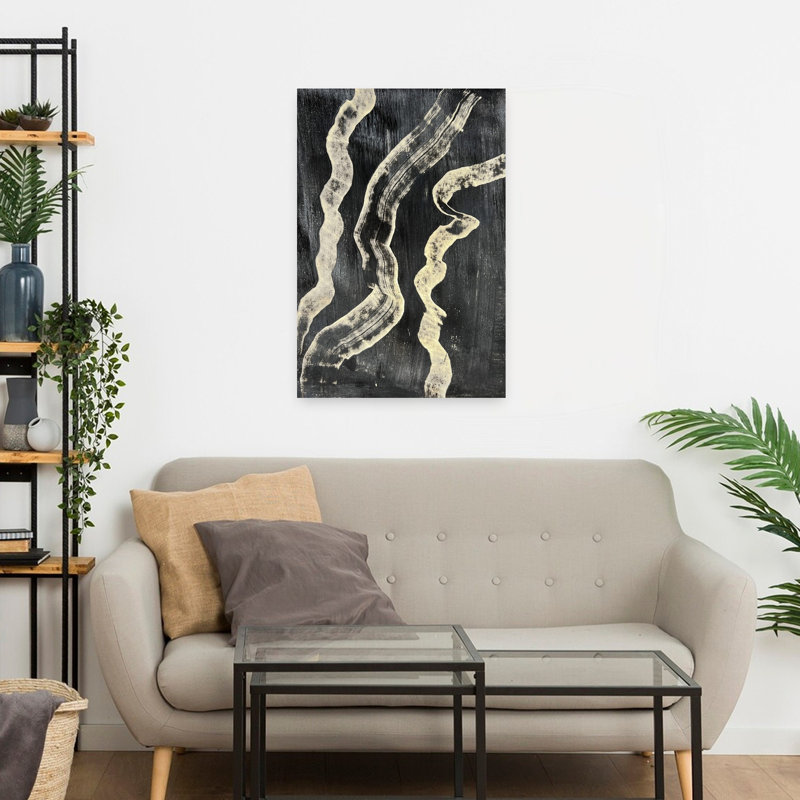 «Curvy Line», art mural contemporain abstrait, H 24 po x l 16 po