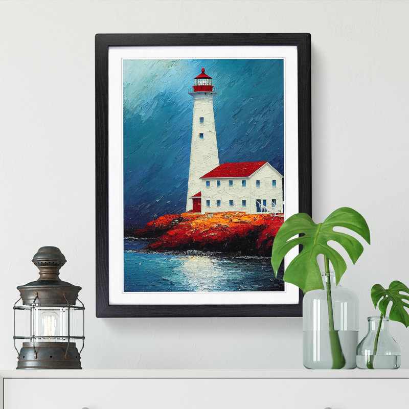 FRM-V0523-1669X Painted Lighthouse Vol.2 - Picture Frame Print, Black, 34cm H x 25cm W x 2cm D