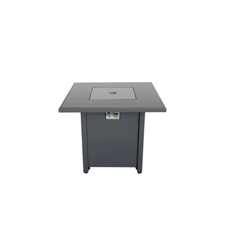 Foyer en métal thermolaqué 30 po avec plateau en verre fumé