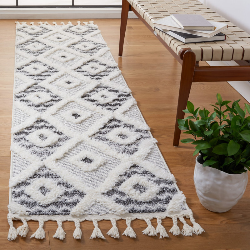 Tapis performance à poils longs style marocain, Tapis de couloir 2 pi 3 po x 8 pi