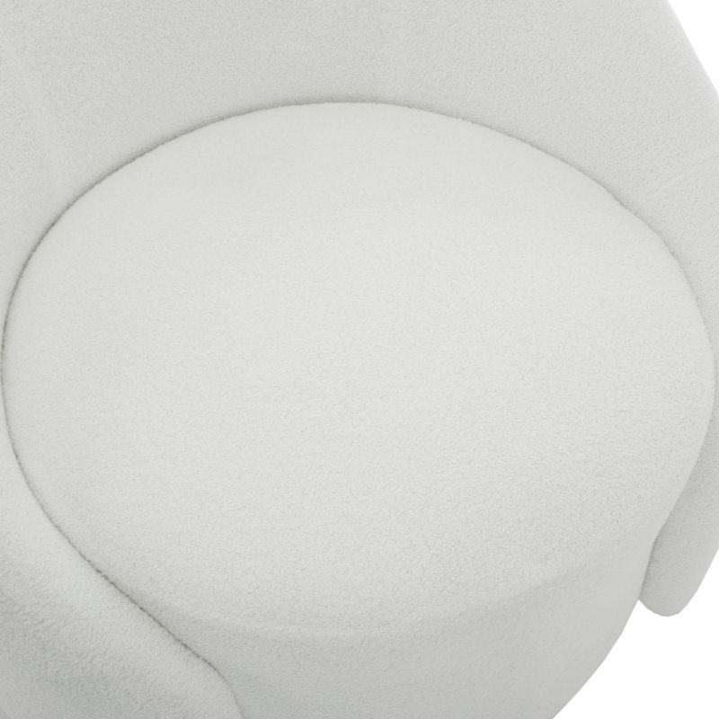 Aunna 89.2Cm Wide Swivel Barrel Chair, White Teddy