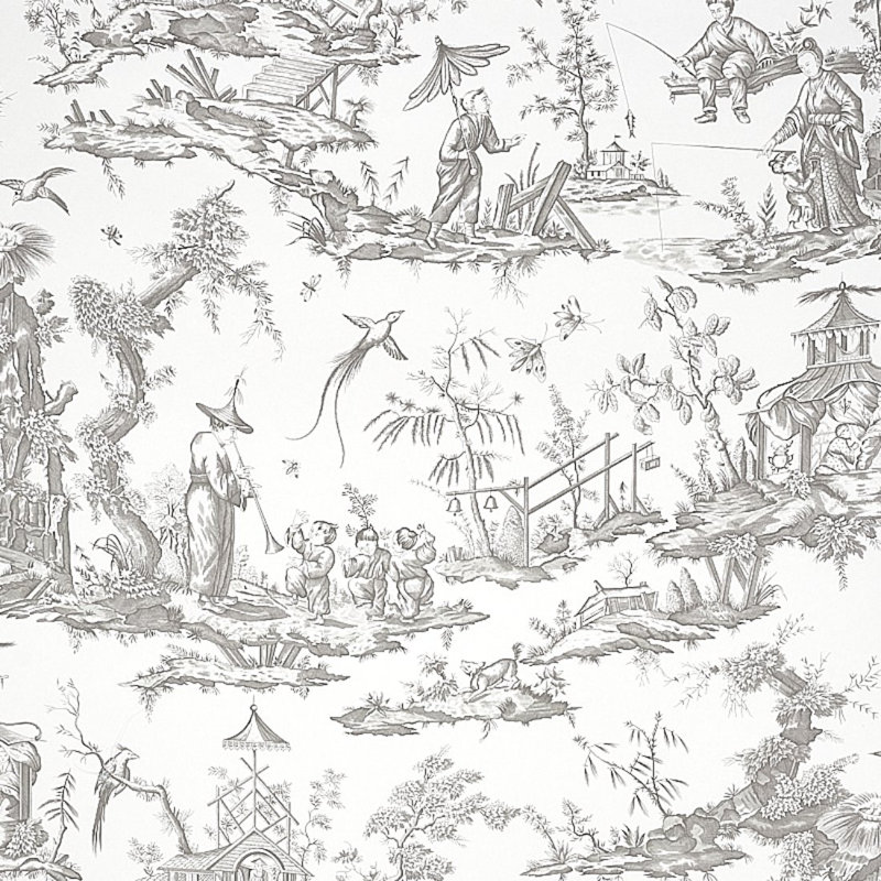 Shengyou Toile Wallpaper, Gray