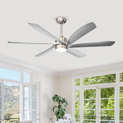 Ventilateur de plafond Luvina 64 pouces avec lumière et télécommande, grand ventilateur de plafond moderne à 6 pales haute CFM, moteur à courant continu réversible silencieux, ventilateur intérieur pour le salon, la cuisine et le garage
