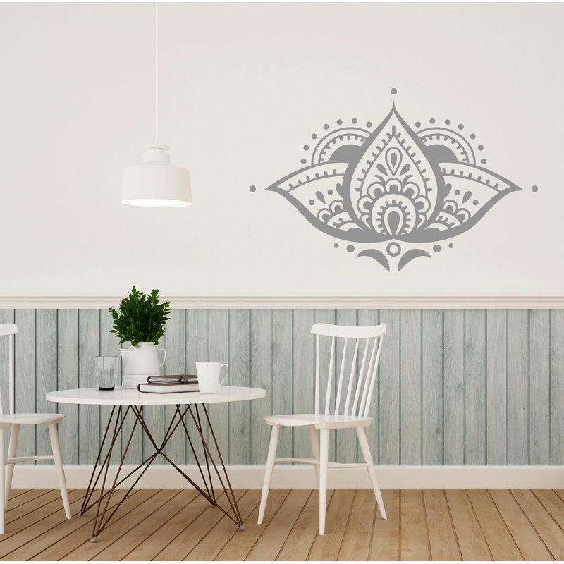 Adhésif décoratif fleur de lotus, H 22 po x 35 po, Argent
