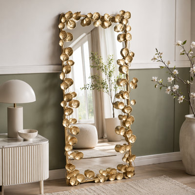 Miroir pleine grandeur avec détails feuille d'or, plancher Miiror