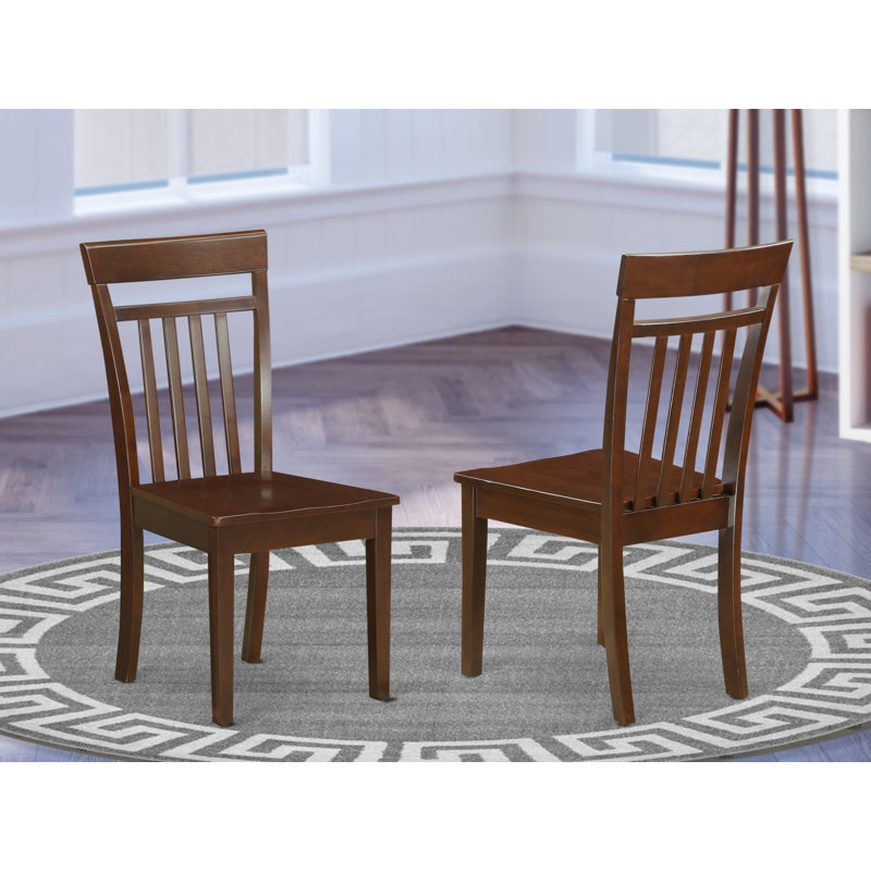 Capri Dining Room Chairs - Slat Back Solid Wood Seat Chairs, Set of 2, Mahogany, Mahogany, No