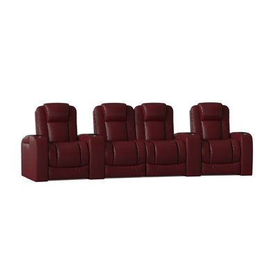 Upholstered Power Reclining Home Theater Seat with Cup Holder