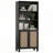 Bookcase with Rattan Doors,5 Tier Storage Wood Shelves-870529055
