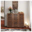 Armoire à chaussures à 5 niveaux en noyer avec tablettes réglables - Range-chaussures en bois avec portes à persiennes pour entrée, couloir, chambre à coucher