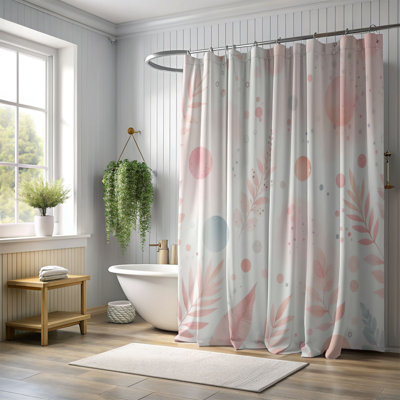 Rideau de douche standard rose pastel 1 pièce