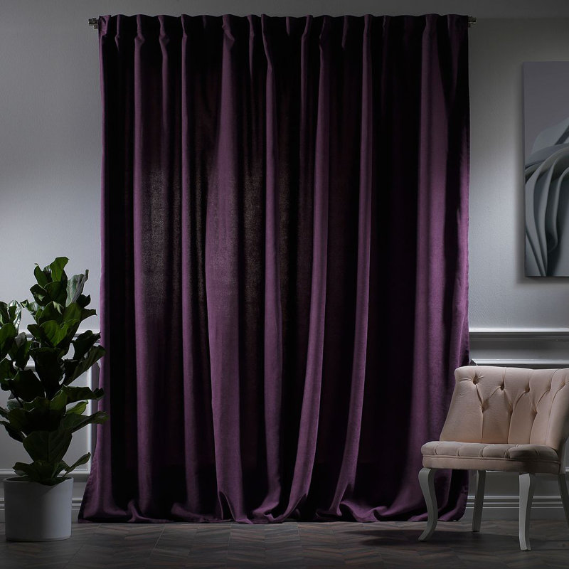 Lined Blackout Extra Long & Extra Wide Custom Made Decorative Single Panel, 100" W x 276" L, Purple