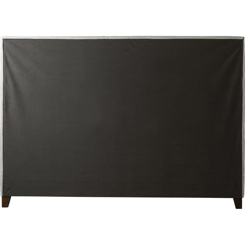 Lit plateforme tapissier capitonné Chelsia, Gris, Grand