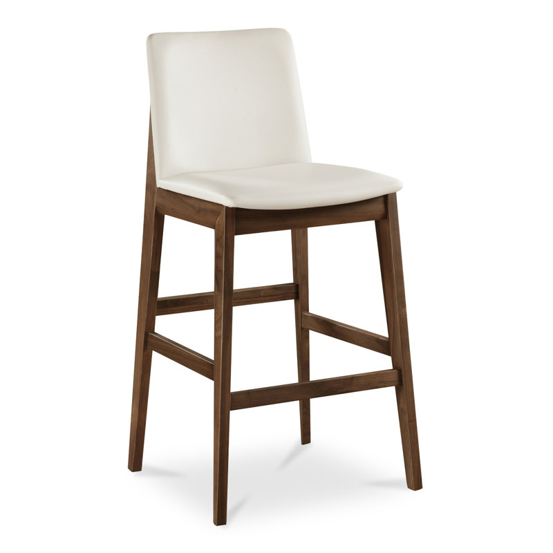 Tabouret de comptoir Anrey en PVC blanc, Noyer, Tabouret de bar (siège d’une hauteur de 30 po)