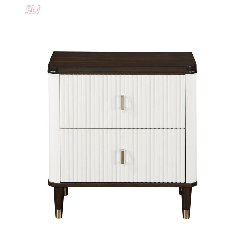 Table de chevet 2 tiroirs de conception moderne avec port USB, fabrication en bois durable pour un rangement et un chargement efficaces dans la chambre à coucher