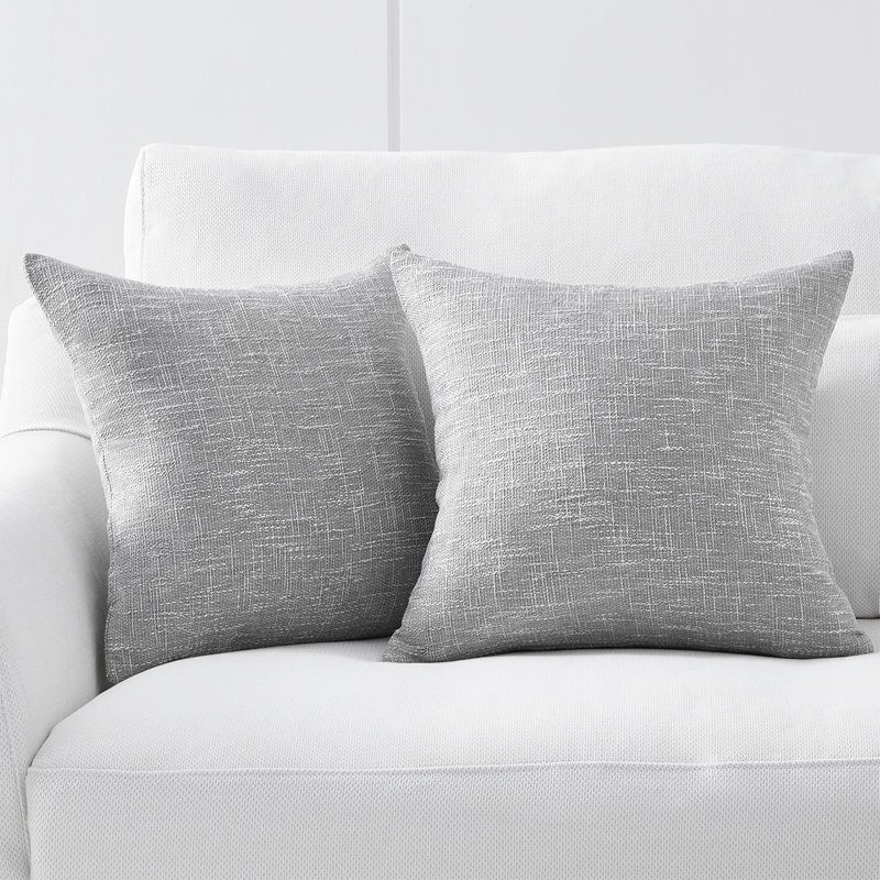Ensemble de 2 taies d'oreiller carrées Linen Texture, 20 po x 20 po, gris