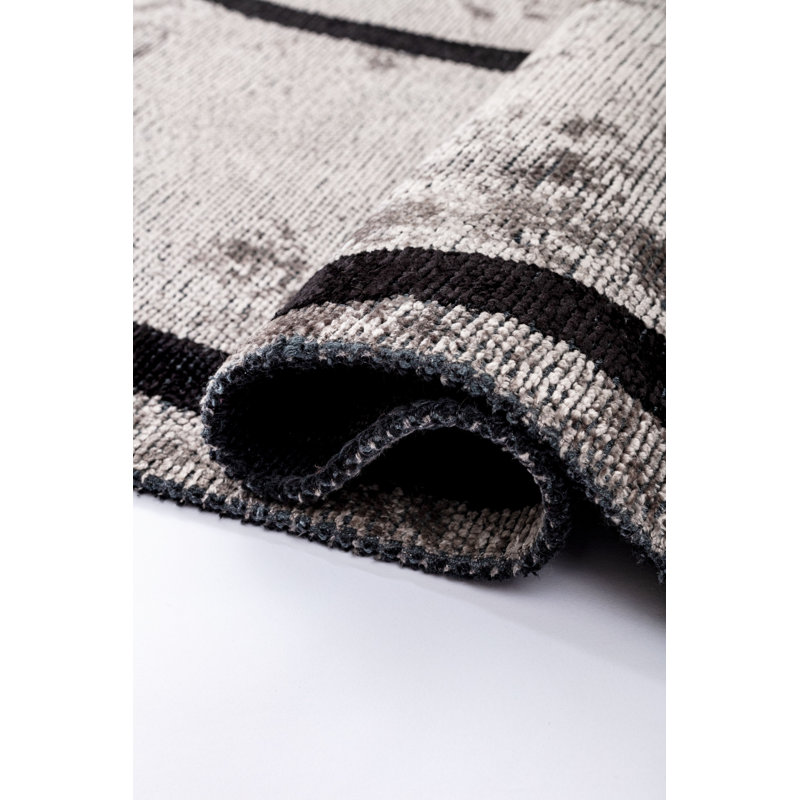 Rapture Black Gray Abstract Luxury Area Rug, Rectangle 7'10" x 9'10"