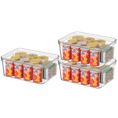  Set Of 3 Large Clear Storage Containers With Lid For Kitchen Pantry Cabinet & Fridge Storage For Organizing Snack Produce Supplies Or Essentials Durable Bin For Home Apartment Or Office Use