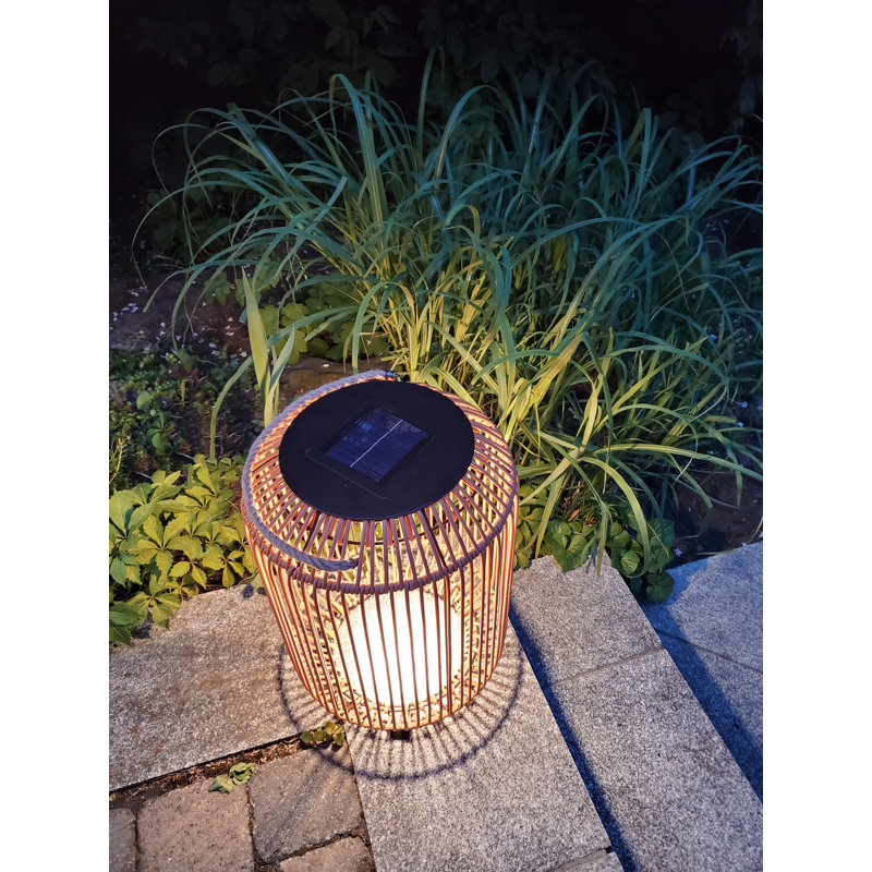 Beige Rattan Solar Powered LED Outdoor Floor Lamp
