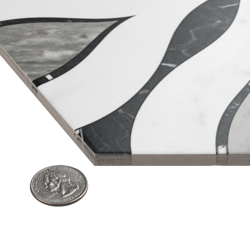 Carreau de sol marocain en porcelaine 11 po x 13 po Marbilia Hex Elazig avec Biotech