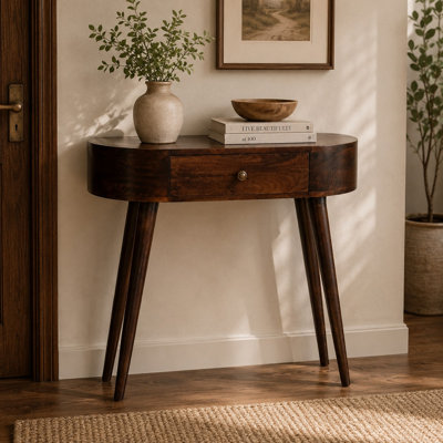 Petite console ronde caramel