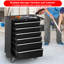 Armoire à outils 6 tiroirs, coffre à outils en métal de grande capacité avec roulettes et verrouillable, chariot à outils de rangement pour le garage, l'entrepôt, l'atelier - noir