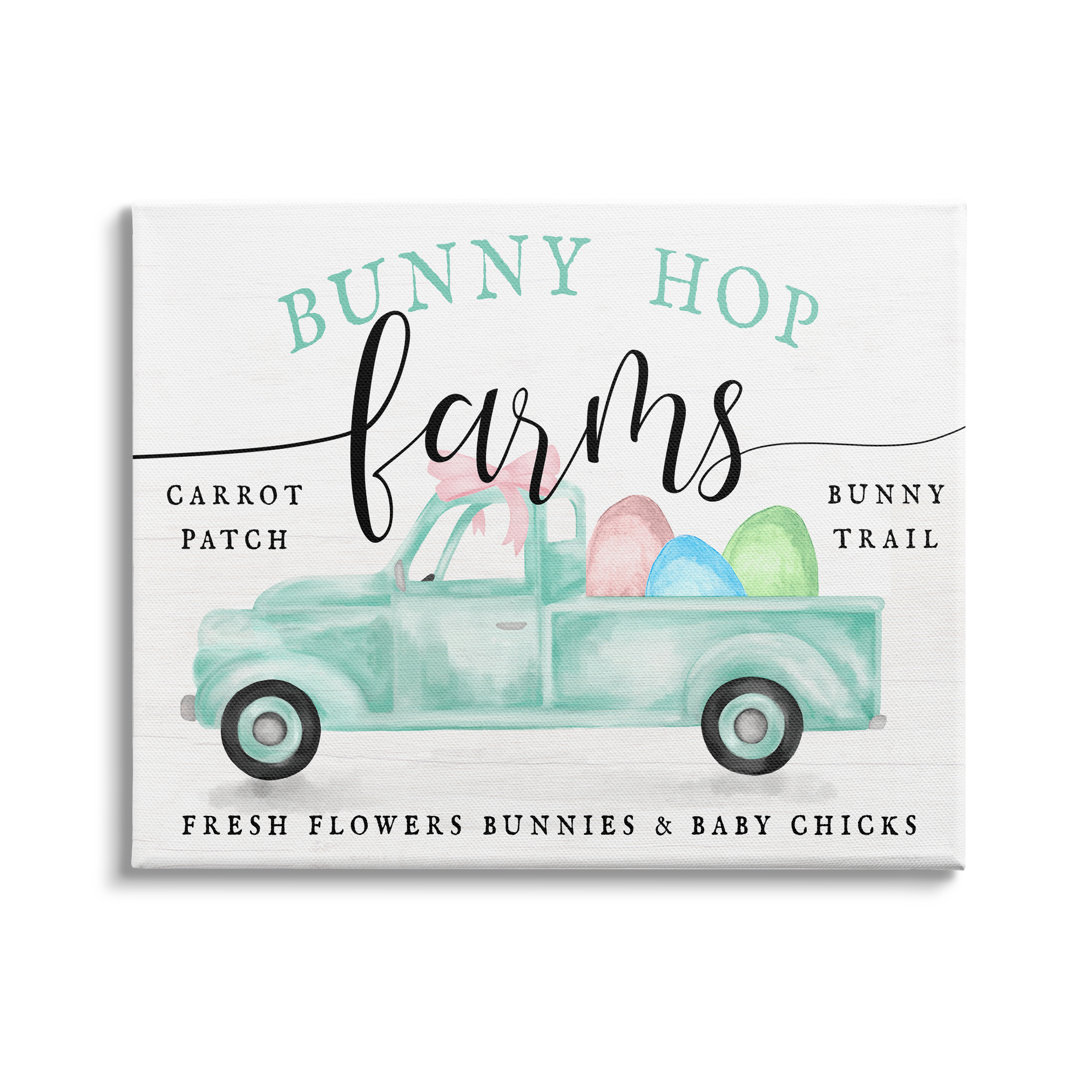 " Bunny Hop Farms Sign Easter Egg Green Truck " by Daphne Polselli The Holiday Aisle® 