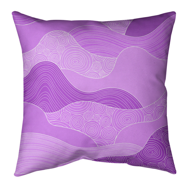 Coussin décoratif en coton Hand Waves, H 18 po x l 18 po, Violet, Bourre en polyester