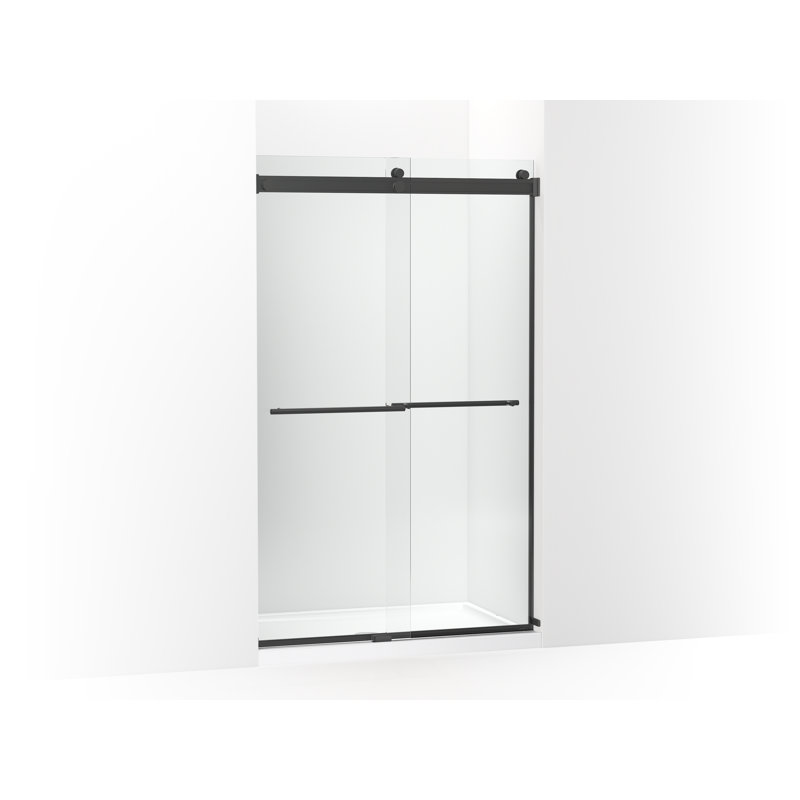Levity Plus Less Sliding Shower Door, 77-9/16 In. H X 44-5/8 - 47-5/8 In. W, With 5/16 In.-Thick Crystal Clear Glass, Black