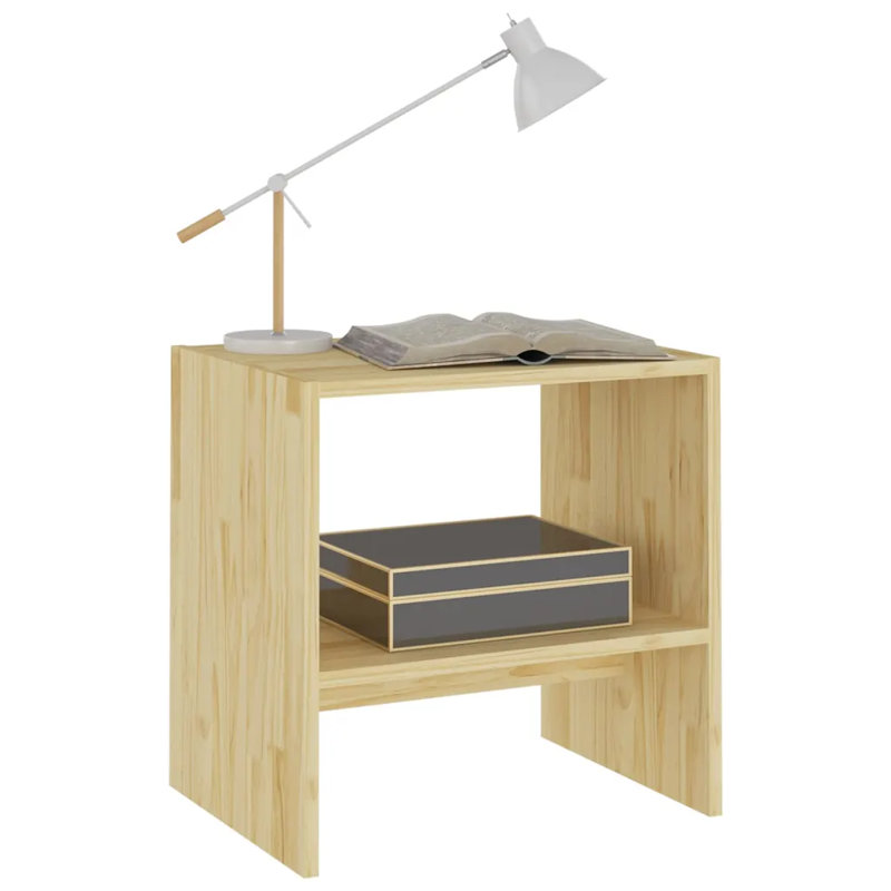 Calbe 40cm W Solid Wood Bedside Table, Light Brown, Set of 2