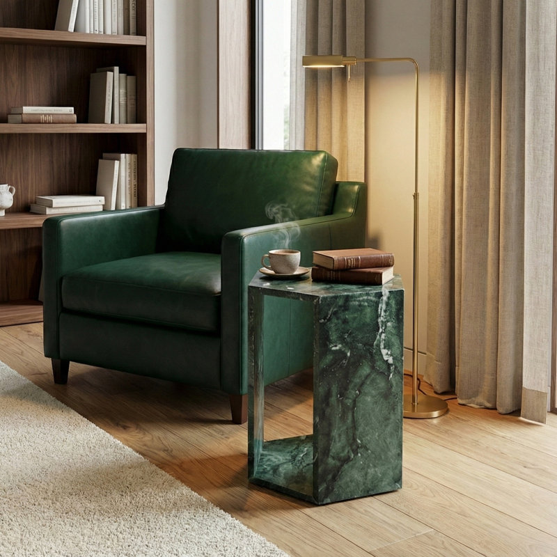 Table d'appoint de luxe en marbre vert naturel, Green, Green, Green